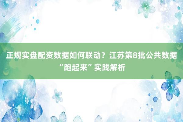 正规实盘配资数据如何联动？江苏第8批公共数据“跑起来”实践解析