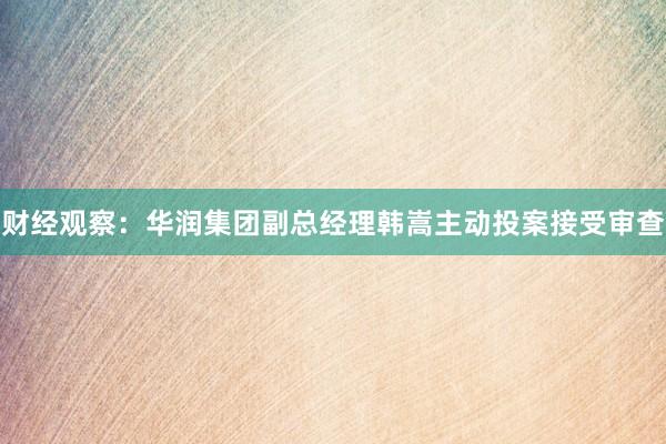 财经观察：华润集团副总经理韩嵩主动投案接受审查