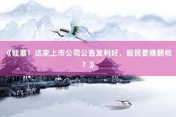 《哇塞!这家上市公司公告发利好,股民要赚翻啦?》