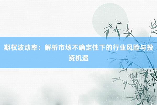 期权波动率:解析市场不确定性下的行业风险与投资机遇