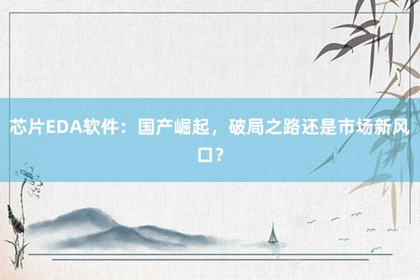芯片EDA软件：国产崛起，破局之路还是市场新风口？