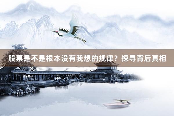 股票是不是根本没有我想的规律？探寻背后真相