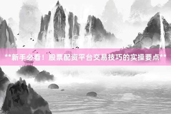 **新手必看！股票配资平台交易技巧的实操要点**