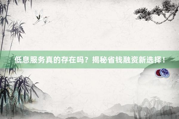 低息服务真的存在吗？揭秘省钱融资新选择！