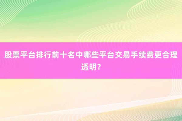 股票平台排行前十名中哪些平台交易手续费更合理透明？